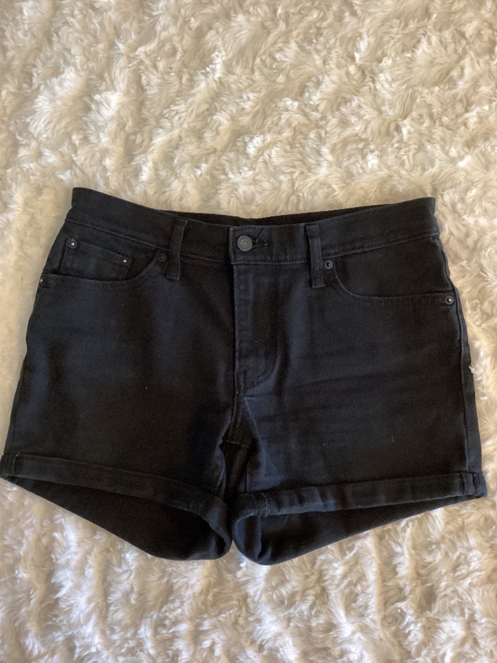 Levi Strauss Mid Length Shorts, Black Denim, Size 29